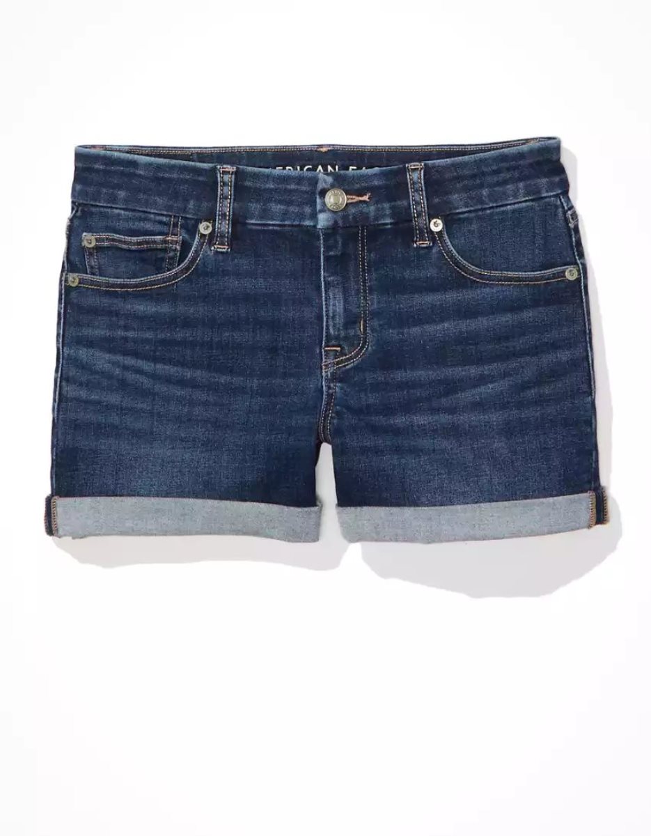 Shorts American Eagle AE Ne(x)t Level Curvy Denim Midi Indigo Foncé Femme | EFM-83798839